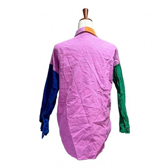 Vici XS Extra Small Women's Color-block Corduroy Shacket‎ Multicolor Shirt Boho - Picture 6 of 10